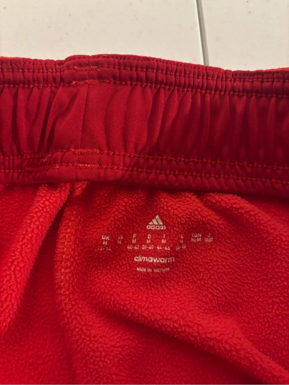 Adidas Climawarm Men’s Size M Red Athletic Jogger Sweatpants 29” Inseam
